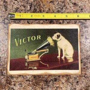 Vintage/Antique His Masters Voice Small Wood Placard Wall Hanging